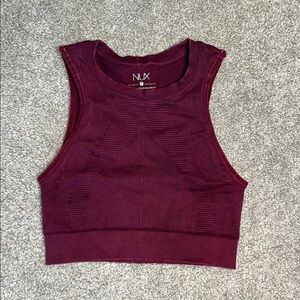 NUX Red Sleeveless Fitted Crop Tank Top